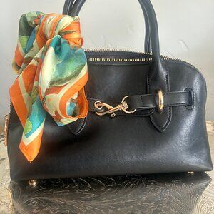 Black Leather Melie Blanco Handbag with Gold Hardware from Anthropologie